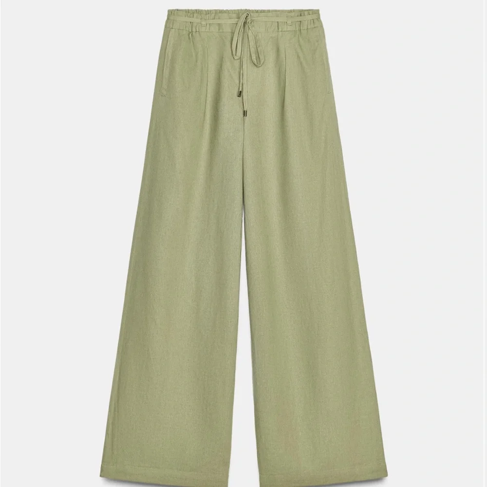 Zara Olive Green Wide Leg Pants - Picture 2 of 6
